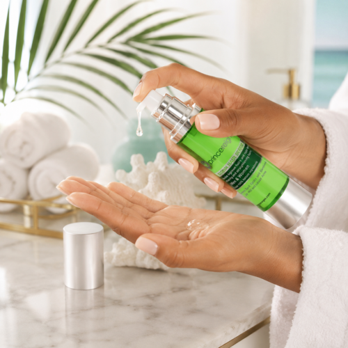 Applying Prince Reigns serum for post hair removal aftercare