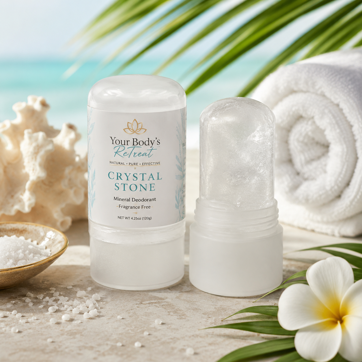Salt Sone for Ingrown Hairs Crystal Stone aftercare stick in 2 oz and 4 oz sizes