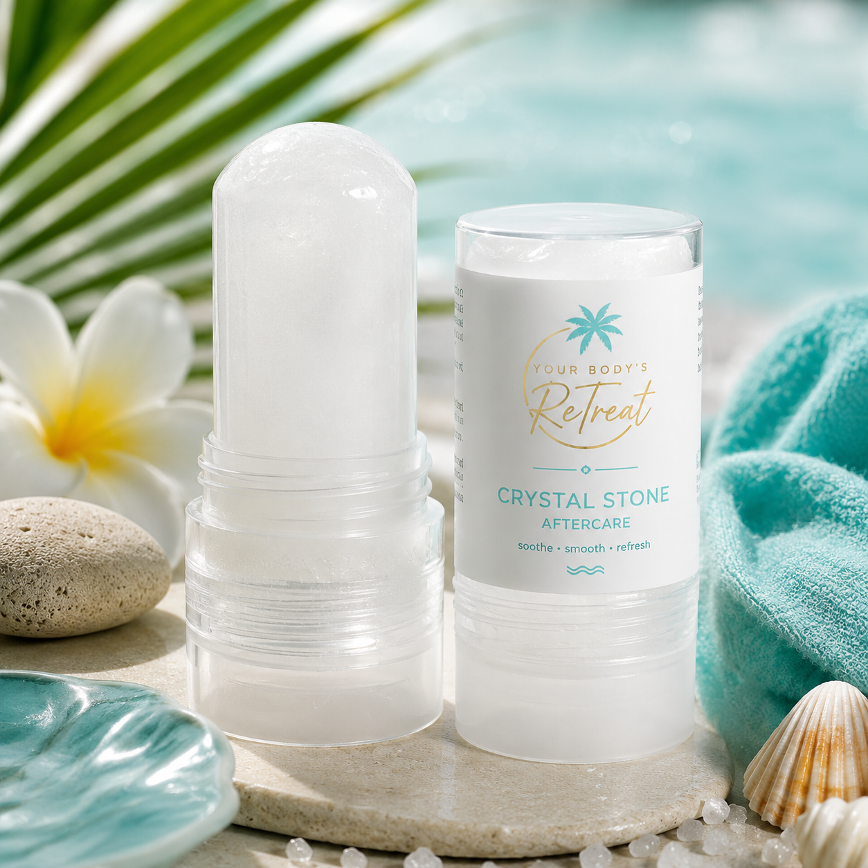 Salt Stone for Ingrown Hairs 2 Crystal Stone mineral stick for sweat and ingrown hair aftercare