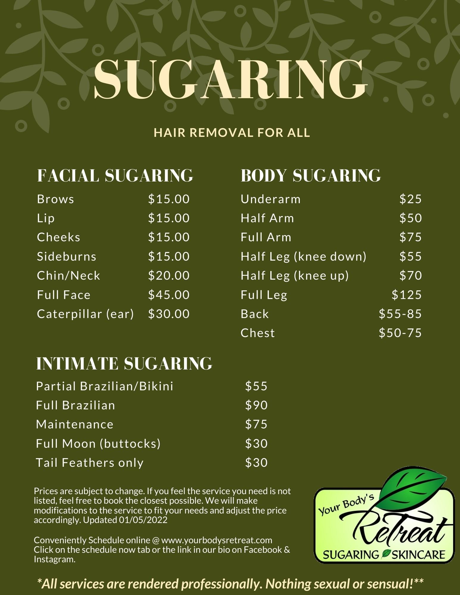 Ruim Haven periscoop How Much Does Sugaring Cost? - Your Bodys ReTreat